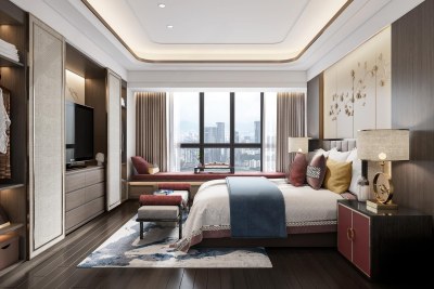 新中式卧室3D模型下载